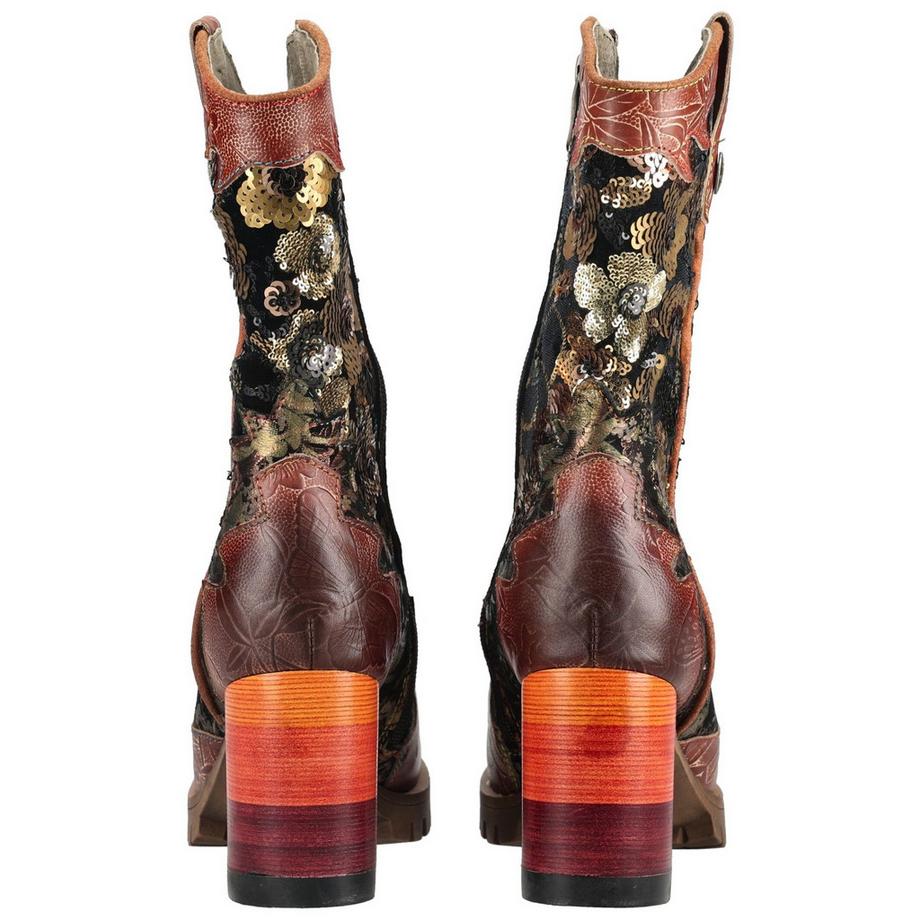 Laura Vita Bottes à Talons Hauts avec Talon Bloc et Fermeture Éclair Latérale  
