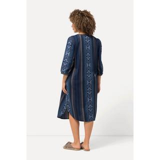 Ulla Popken  Kaftan, Musterstreifen, Oversized, V-Ausschnitt, 3/4-Arm 