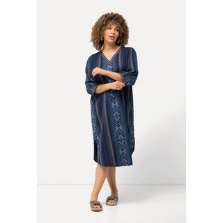 Ulla Popken  Kaftan, Musterstreifen, Oversized, V-Ausschnitt, 3/4-Arm 