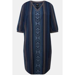 Ulla Popken  Kaftan, Musterstreifen, Oversized, V-Ausschnitt, 3/4-Arm 