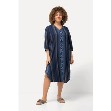 Caftan oversized à rayures, encolure en V et manches 3/4