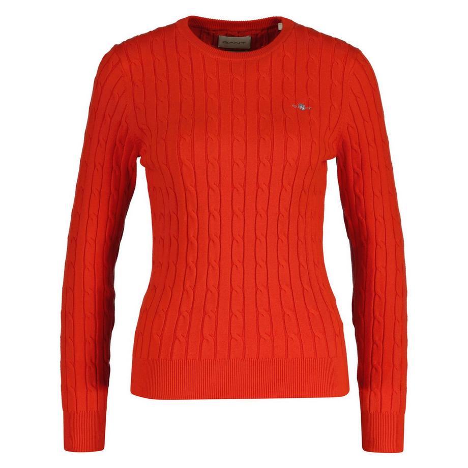Maglione a maglia Donne Aderente alla figura-STRETCH COTTON CABLE C-NECK