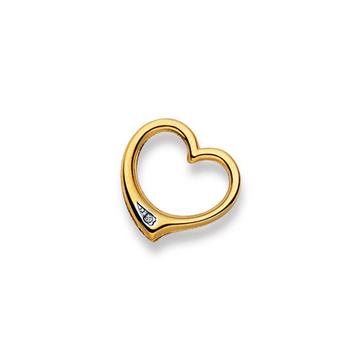 Anhänger Swinging heart Bicolor Gelb-/Weissgold 750 Diamant 0.005ct. 17x17mm