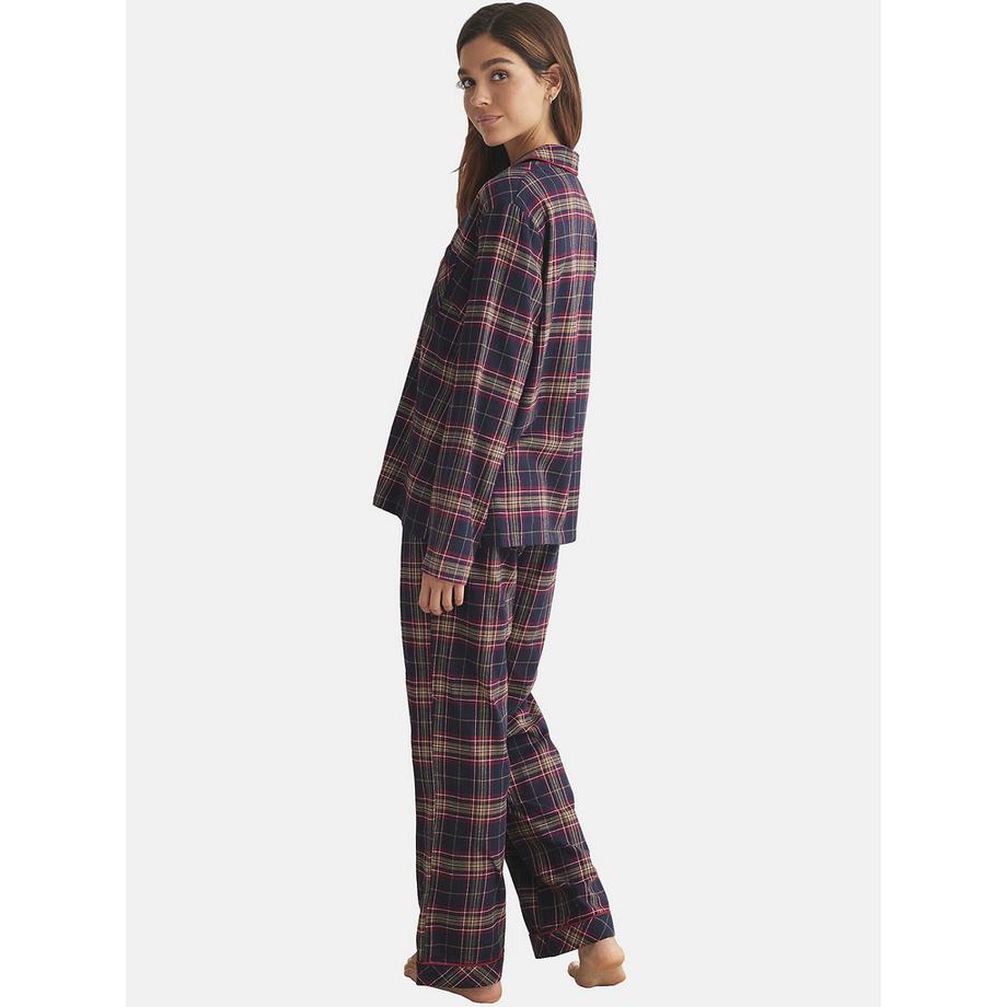 Selmark Plaid Pigiama Camicia e Pantaloni Maniche Lunghe  