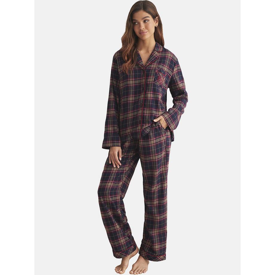 Selmark Plaid Pigiama Camicia e Pantaloni Maniche Lunghe  