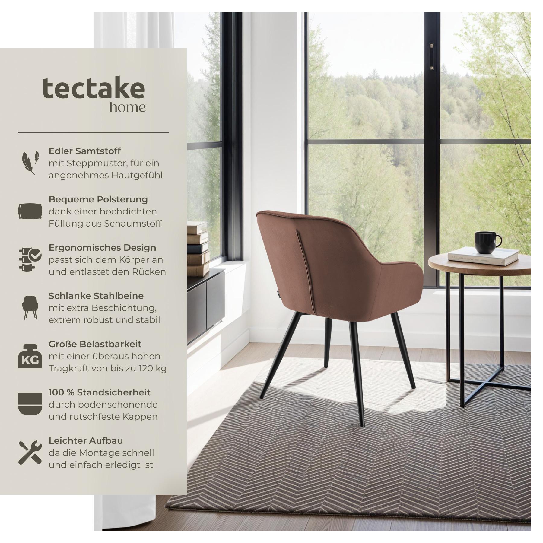 Tectake Stuhl Marilyn, Samtoptik, gesteppt  