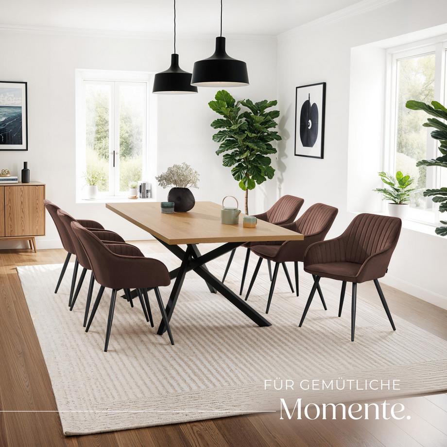 Tectake Sedia da pranzo Marilyn Imbottita, effetto velluto, trapuntata  