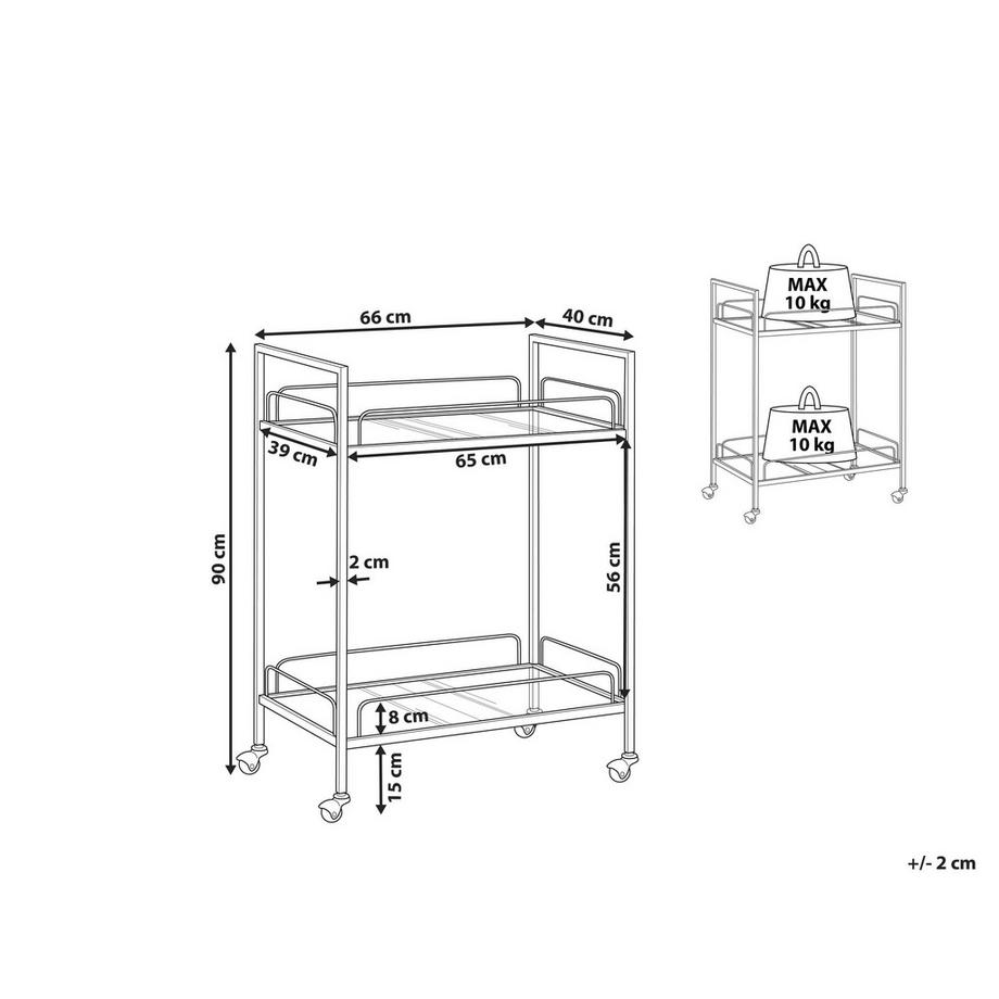Beliani Chariot de cuisine en Verre de sécurité  VENETA  