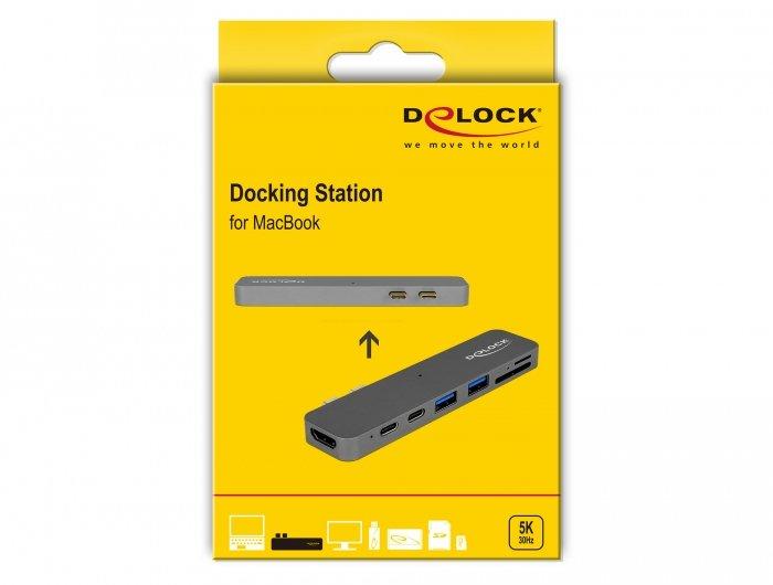 DeLock  87740 Notebook-Dockingstation & Portreplikator Kabelgebunden Thunderbolt 3 Grau 
