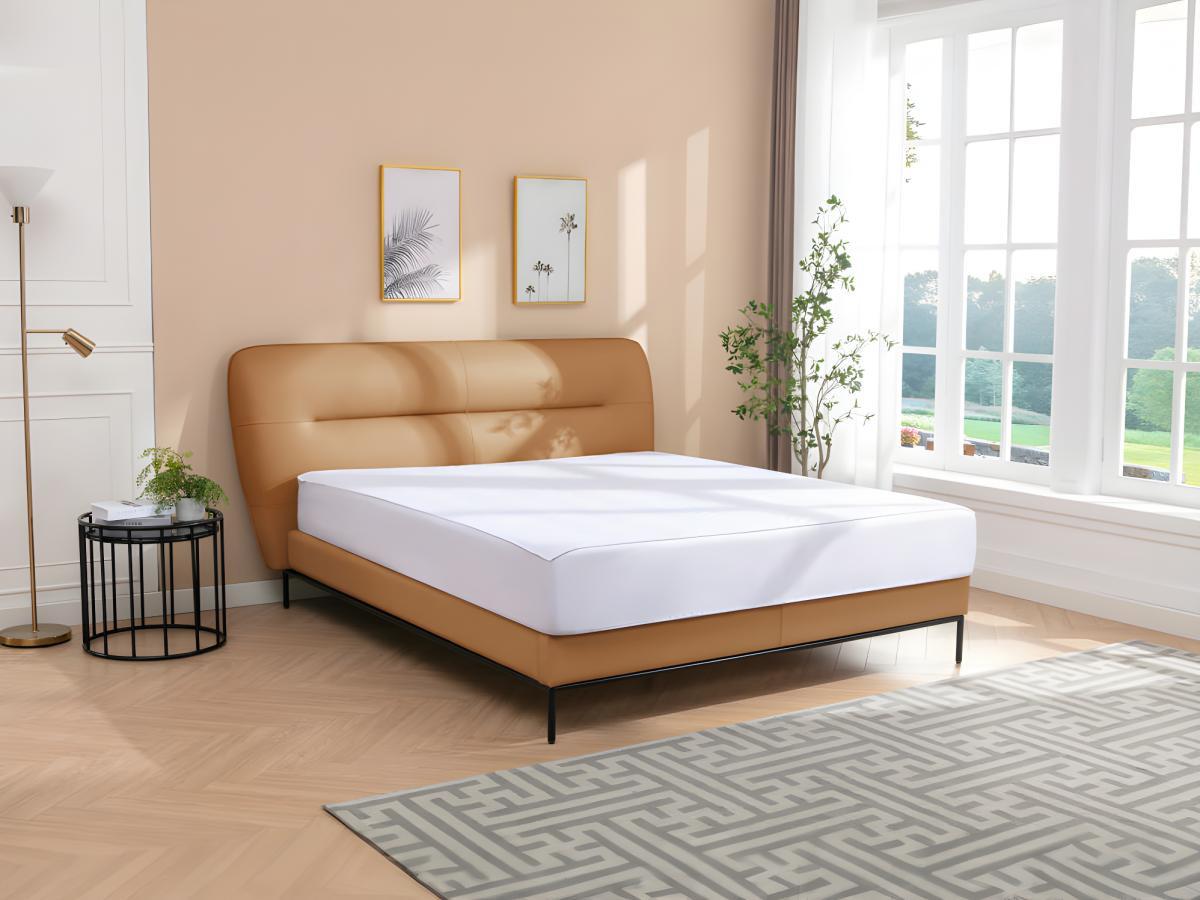 Vente-unique Bett 160 x 200 cm - Leder - Camelfarben - JODALA  