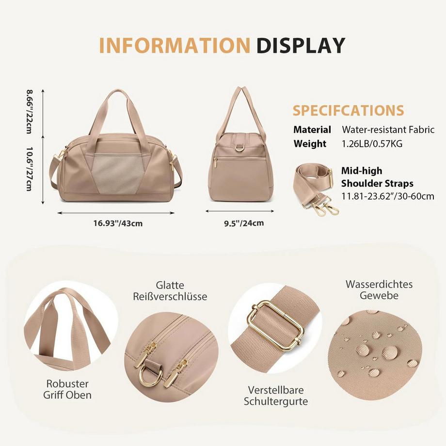 Only-bags.store Borsa da Viaggio Leggera con Scomparto Scarpe Impermeabile  