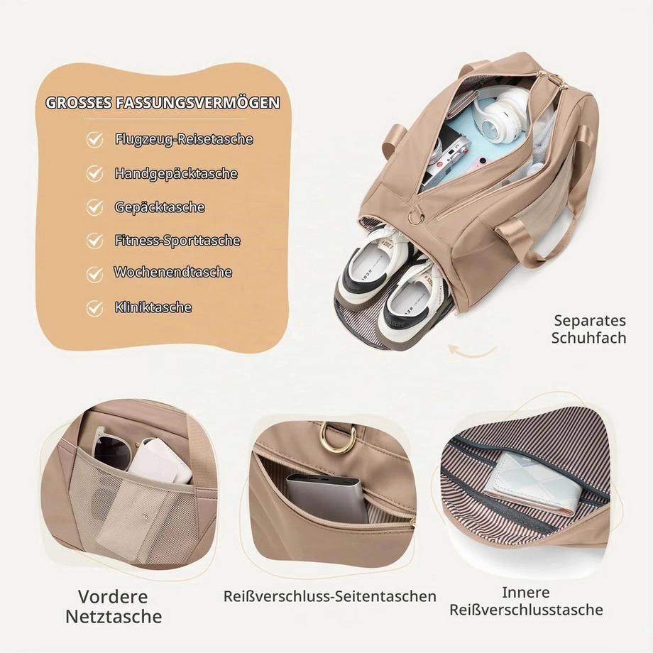 Only-bags.store Borsa da Viaggio Leggera con Scomparto Scarpe Impermeabile  