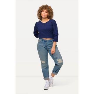 Ulla Popken  Boyfriend jeans, effetto destroyed, cintura comoda 