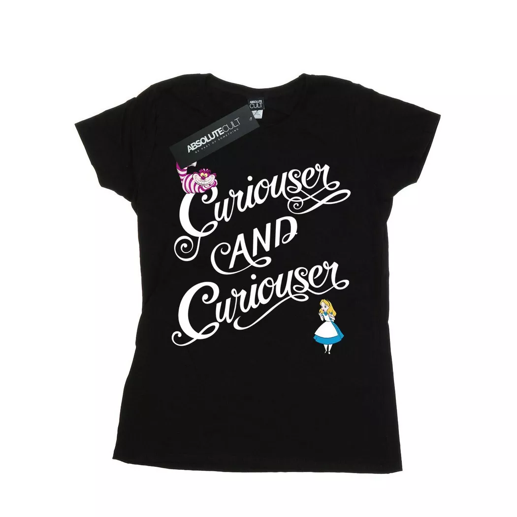 Disney - Alice In Wonderland Curiouser TShirt, für Damen, Schwarz, Größe XL