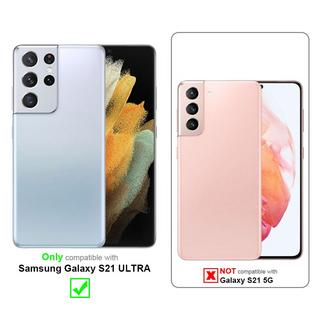 Cadorabo  Hülle für Samsung Galaxy S21 ULTRA TPU Silikon Edelstahl-Karbonfaser Optik 