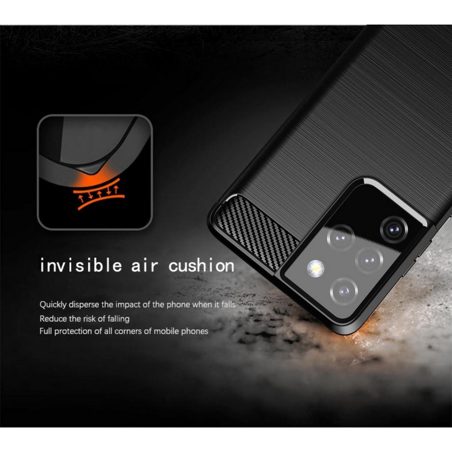 Cadorabo  Hülle für Samsung Galaxy S21 ULTRA TPU Silikon Edelstahl-Karbonfaser Optik 