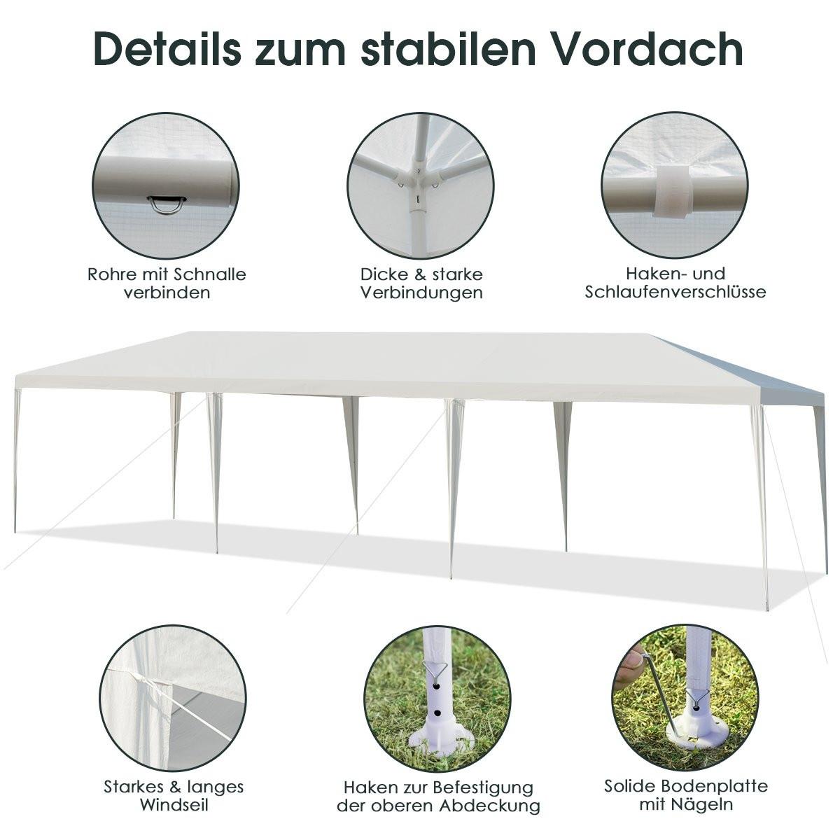 Northix  Partyzelt 3 m x 9 m Wasserdichter Pavillon für den Außenbereich Weiß 