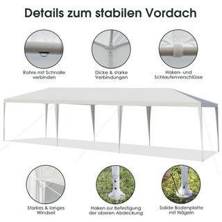 Northix  Partyzelt 3 m x 9 m Wasserdichter Pavillon für den Außenbereich Weiß 
