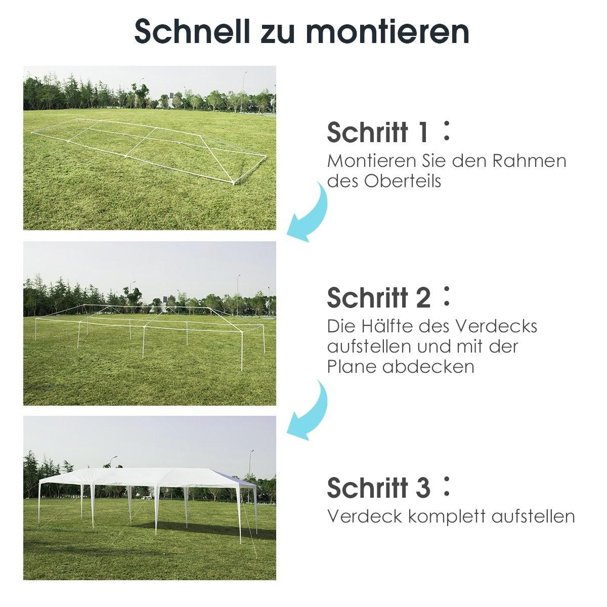 Northix  Partyzelt 3 m x 9 m Wasserdichter Pavillon für den Außenbereich Weiß 