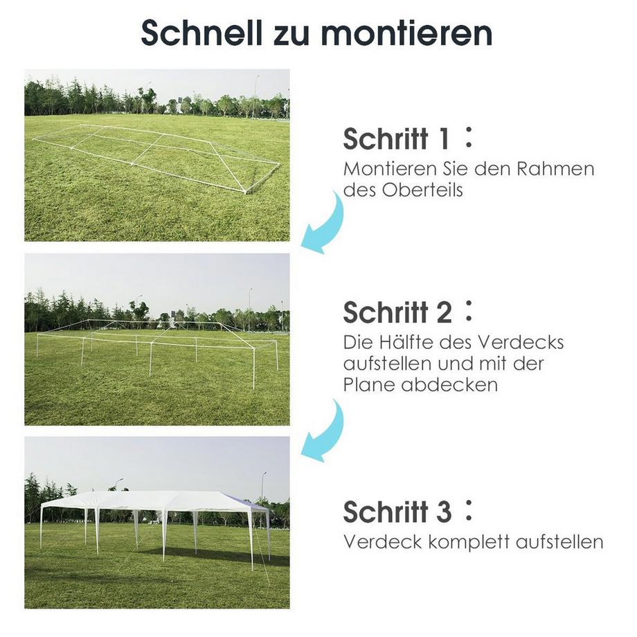 Northix  Partyzelt 3 m x 9 m Wasserdichter Pavillon für den Außenbereich Weiß 