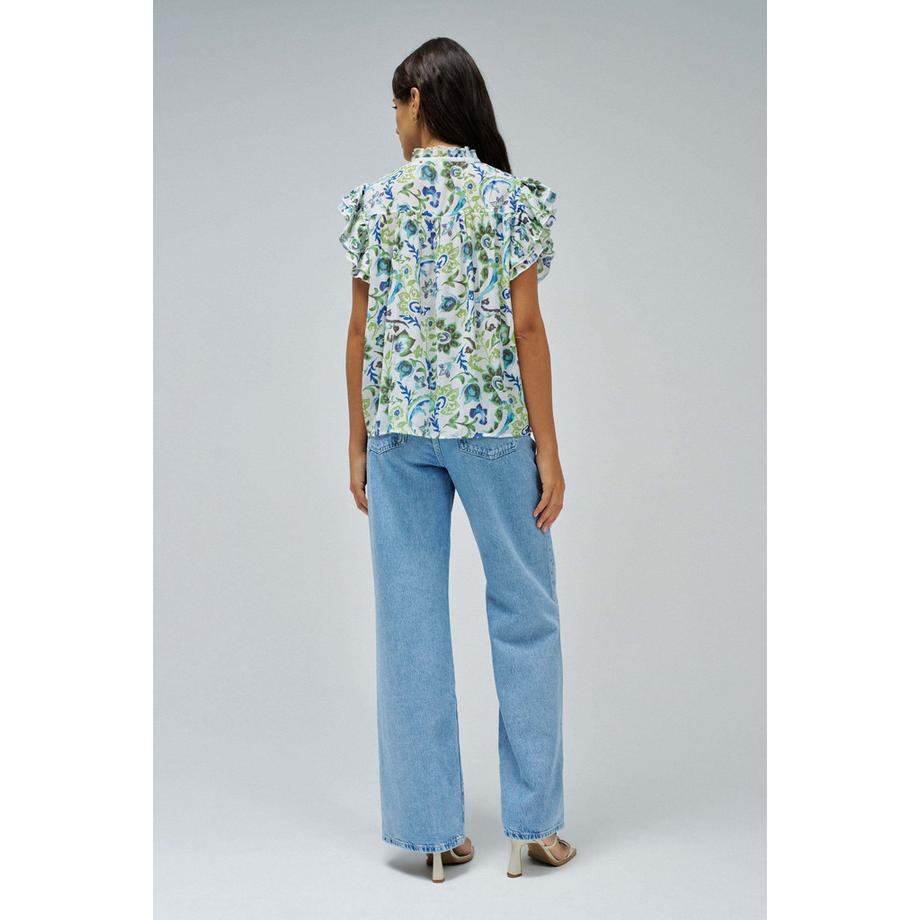 Salsa Ruffled Detail Print Kurzarmbluse  