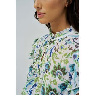 Salsa Ruffled Detail Print Blouse Manches Courtes  