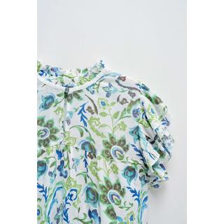 Salsa Ruffled Detail Print Blouse Manches Courtes  