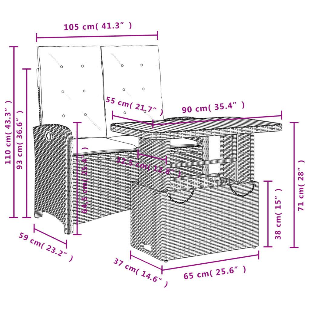 VidaXL Ensemble de salle à manger de jardin rotin synthétique  