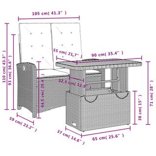 VidaXL Ensemble de salle à manger de jardin rotin synthétique  