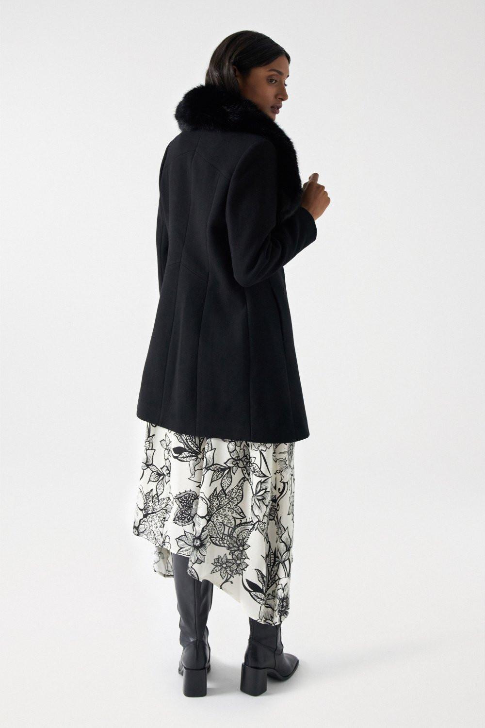 Salsa Manteau en laine avec col en fourrure  