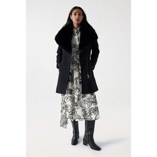 Salsa Manteau en laine avec col en fourrure  