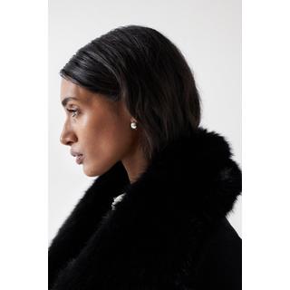 Salsa Manteau en laine avec col en fourrure  