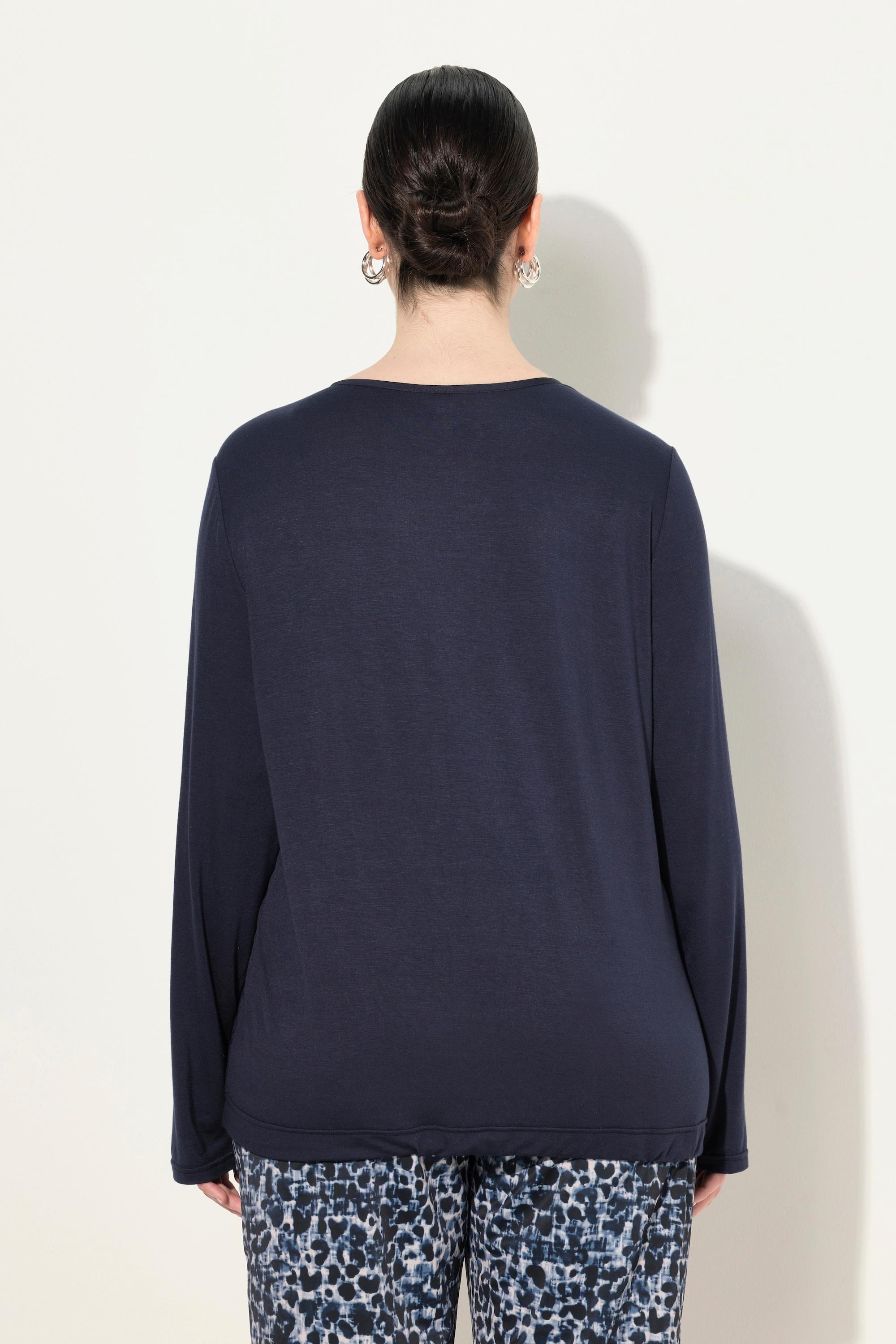 Ulla Popken Blusenshirt Ziersteine Tunika-Ausschnitt Langarm  