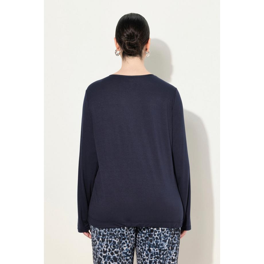 Ulla Popken Blouse Pierres Fantaisie Col Tunisien Manches Longues  