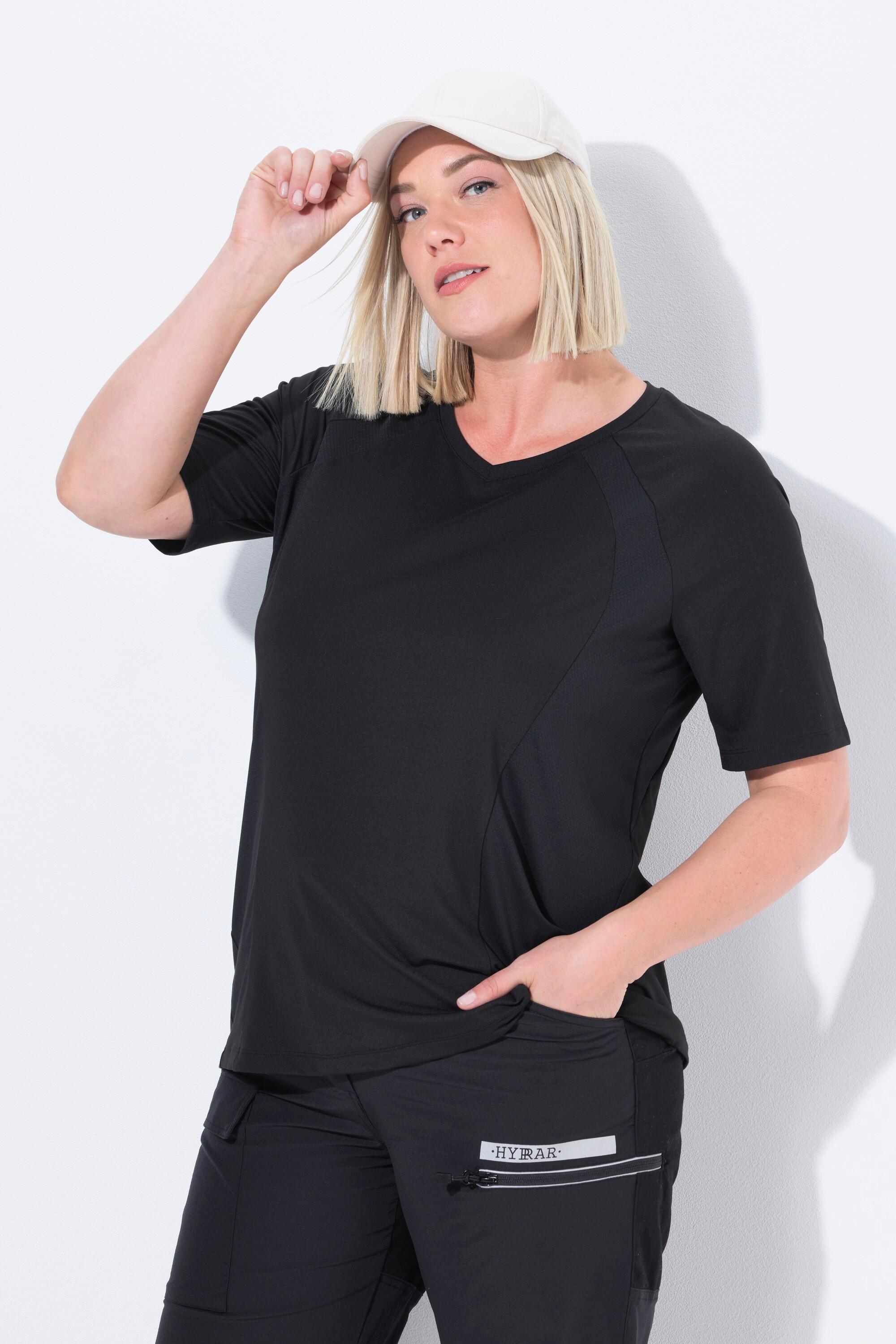 Ulla Popken T-shirt fonctionnel à séchage rapide col V manches courtes  