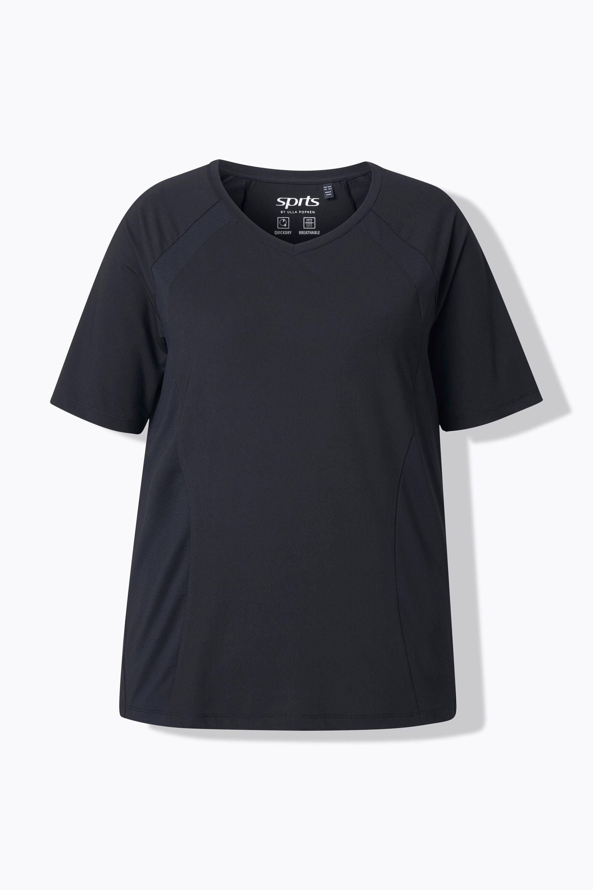 Ulla Popken T-shirt fonctionnel à séchage rapide col V manches courtes  