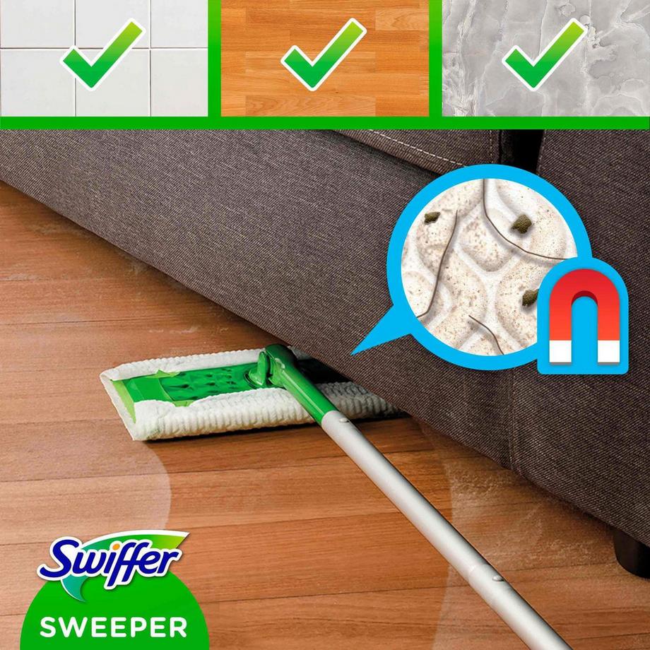 Swiffer  Kit de démarrage pour balayeuse 1 Vadrouille de nettoyage, humide 