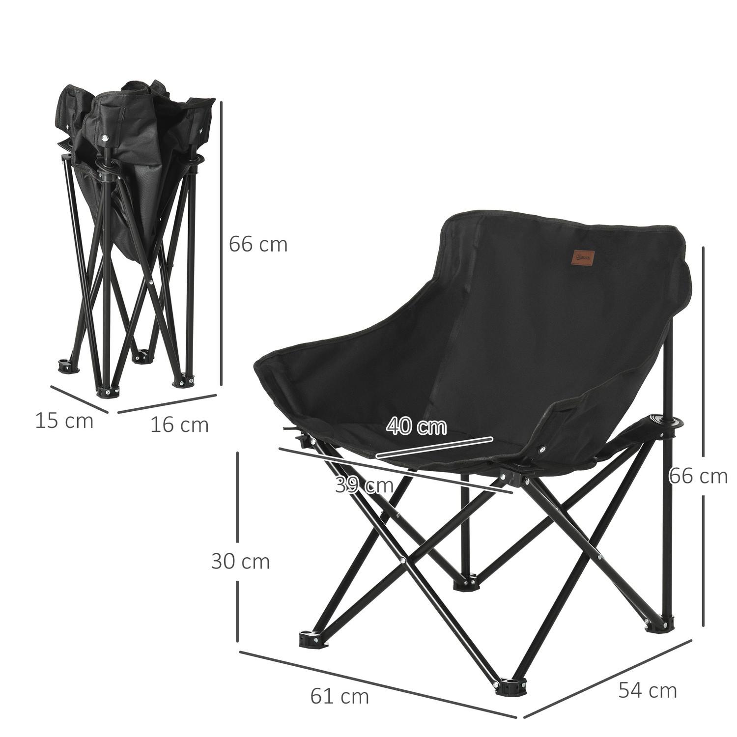 Northio  Chaise de Camping Chaise de Jardin Pliante avec Poche latérale Pieds en Acier Chaise Pliante avec Sac de Transport pour Piscine Plage Oxford Noir Aosom 