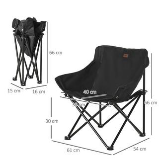 Northio  Chaise de Camping Chaise de Jardin Pliante avec Poche latérale Pieds en Acier Chaise Pliante avec Sac de Transport pour Piscine Plage Oxford Noir Aosom 