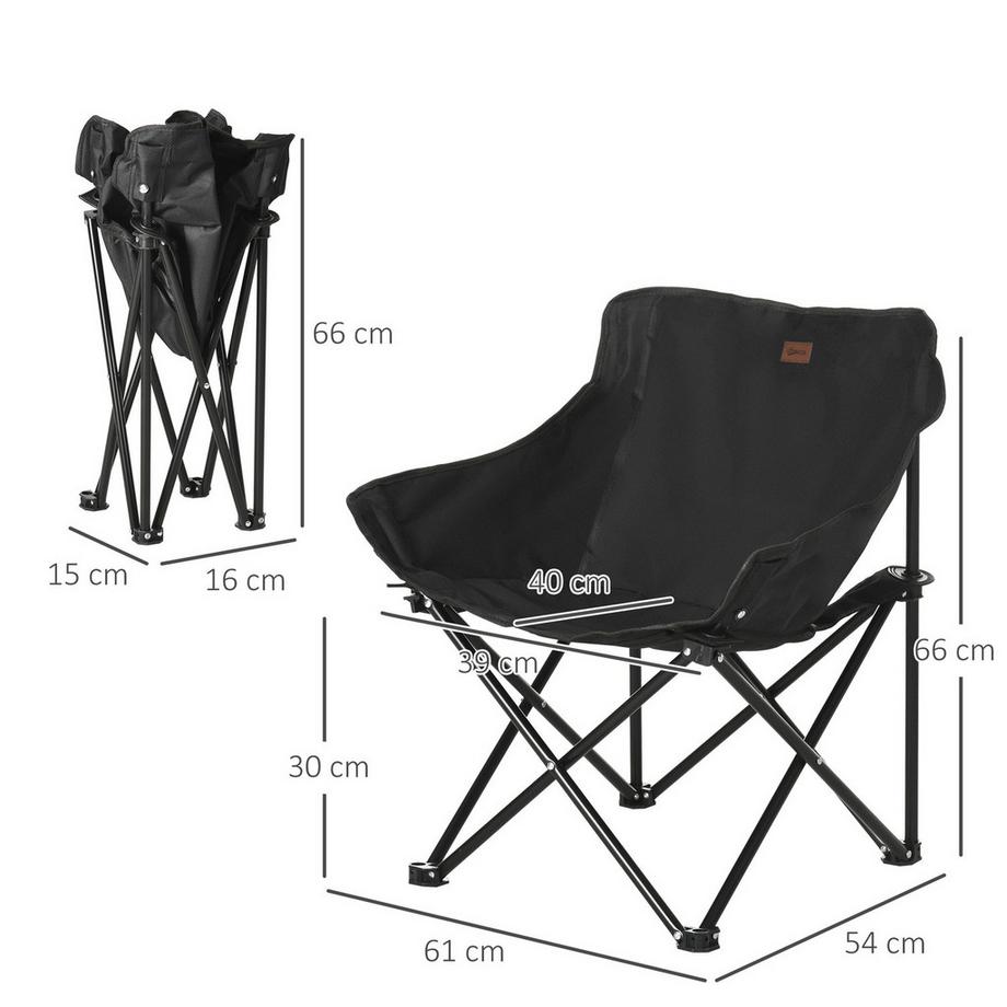 Northio  Chaise de Camping Chaise de Jardin Pliante avec Poche latérale Pieds en Acier Chaise Pliante avec Sac de Transport pour Piscine Plage Oxford Noir Aosom 