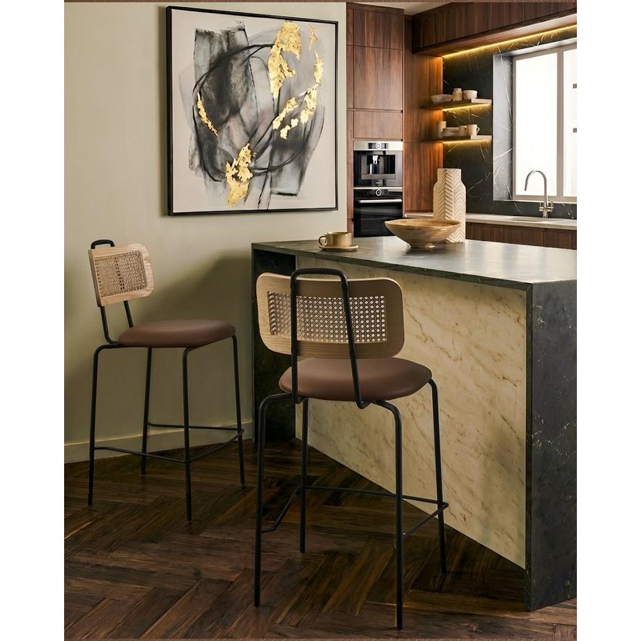 Beliani Lot de 2 chaises de bar en Cuir PU  ADELANTO  