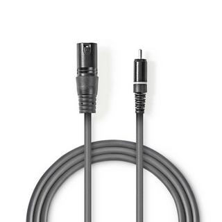 Nedis  Unsymmetrisches Audiokabel | XLR 3-poliger Stecker | RCA Stecker | Vernickelt | 1,50 m | Rund | PVC | Dunkelgrau | Papphülse 