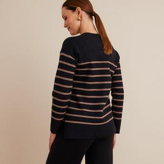 La Redoute Collections  Gestreifter Feinstrickpullover mit rundem Ausschnitt 