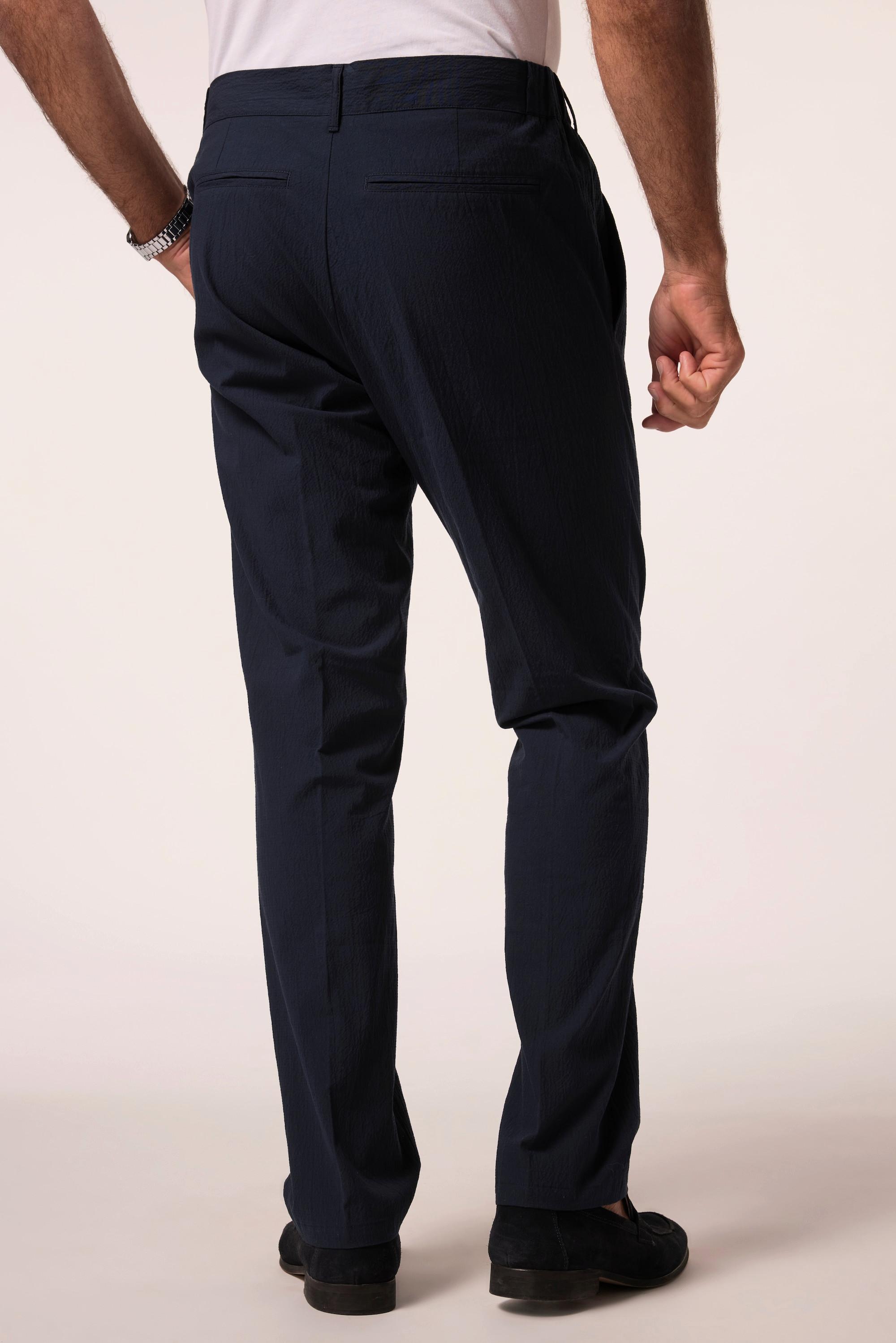 JP1880  Pantalon en seersucker, taille élastique, coupe Regular Fit - jusqu'à la taille 74 