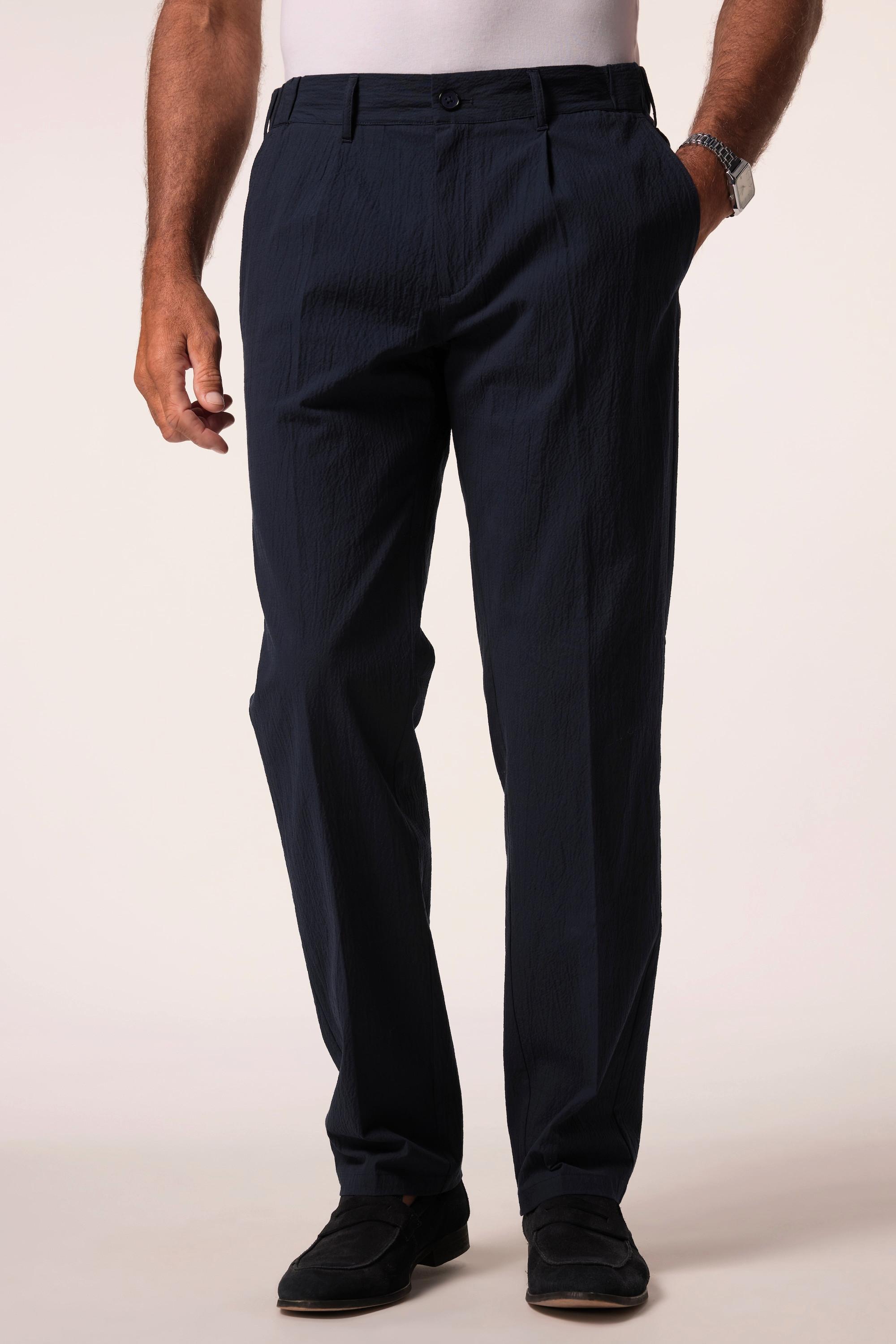 JP1880  Pantalon en seersucker, taille élastique, coupe Regular Fit - jusqu'à la taille 74 