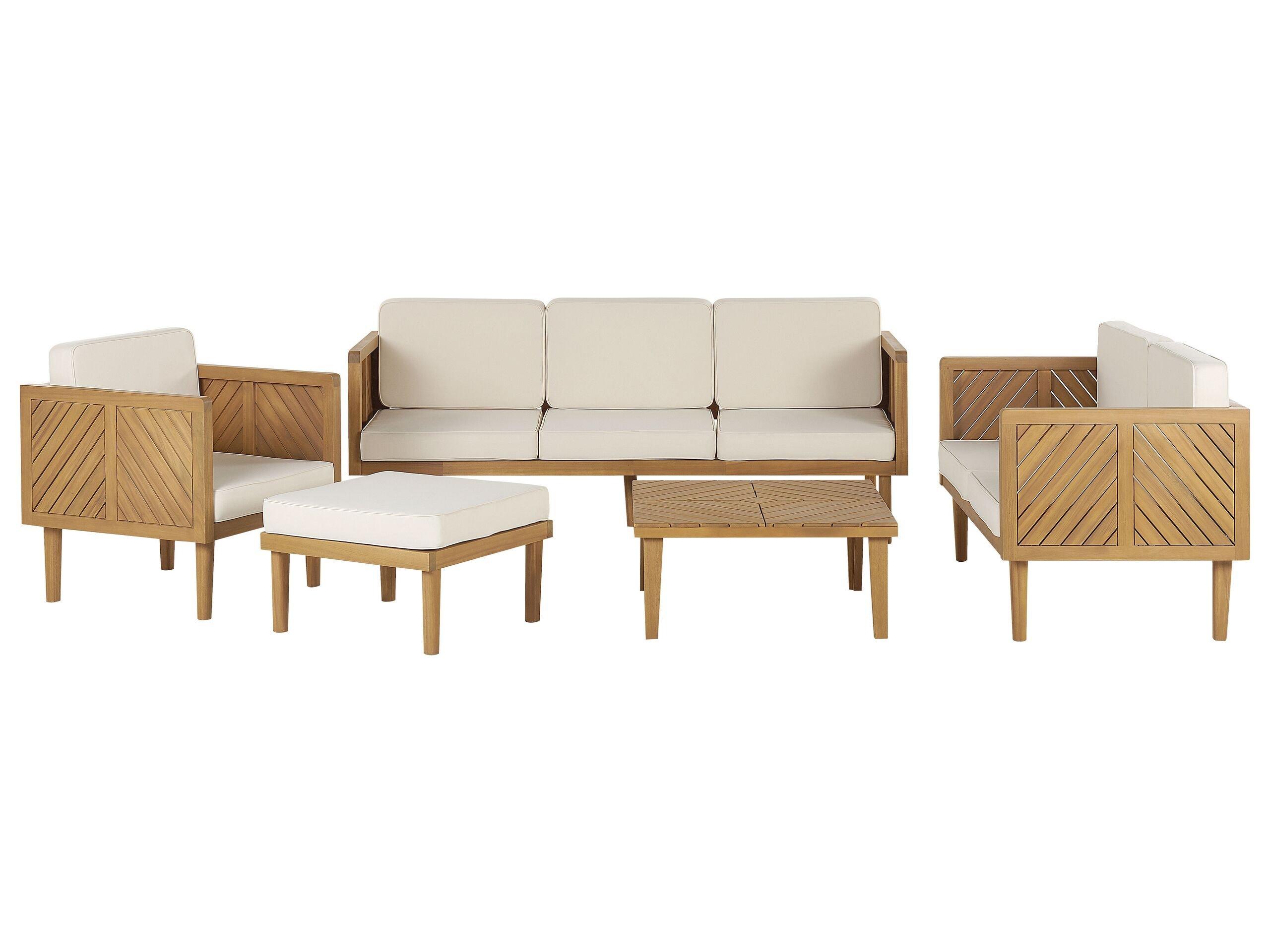 Beliani 3-Sitzer Sofa mit Sesseln aus Akazienholz Modern BARATTI  