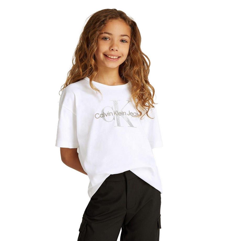 Calvin Klein  Maglietta Logo Glitterato Girocollo Ragazze 