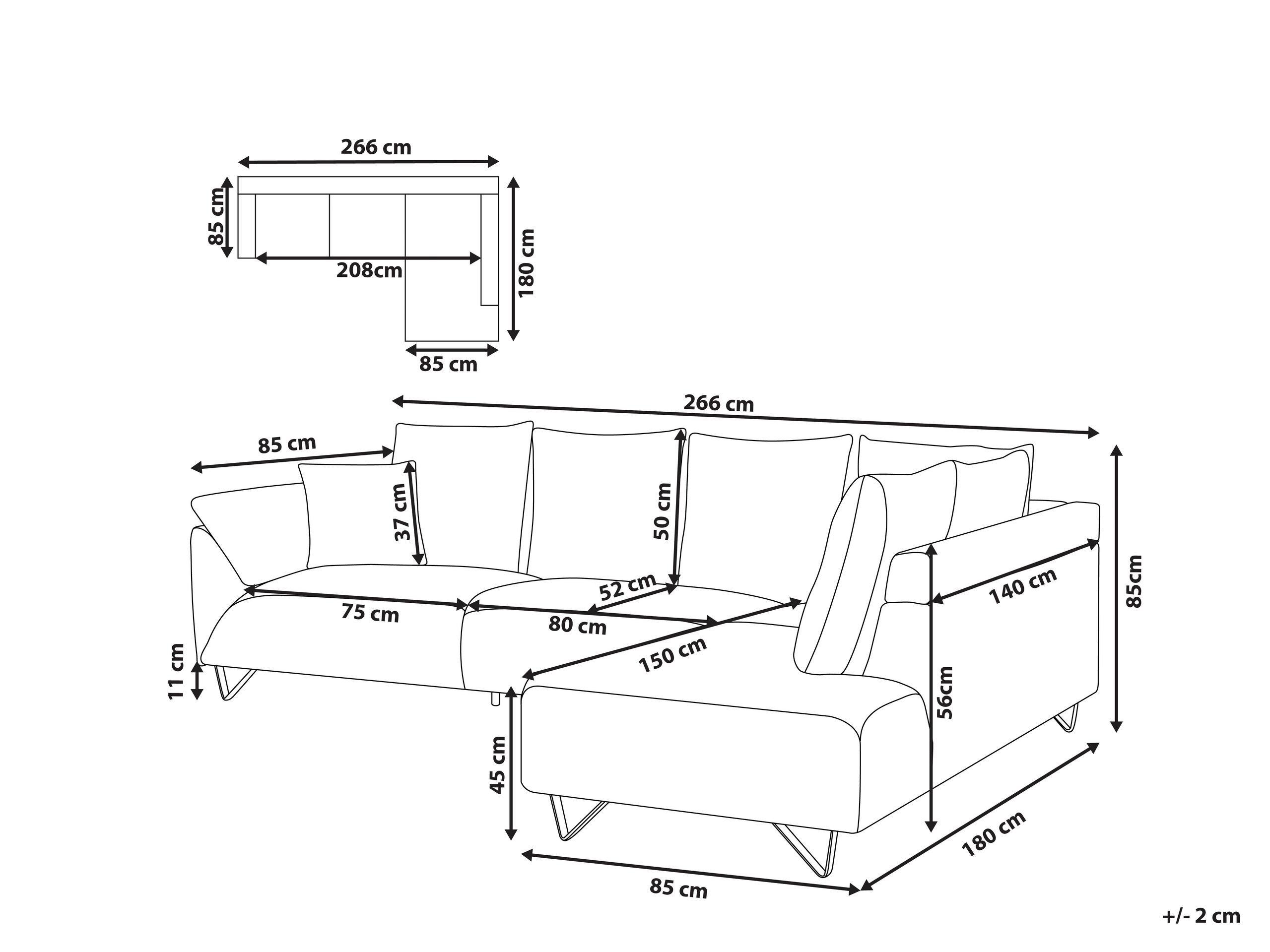 Beliani Ecksofa aus Cord Modern LUNNER  