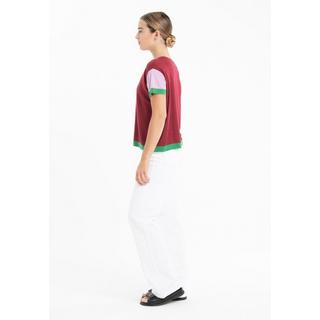 Studio Cashmere8  T shirt col rond manches courtes tricolore 2 fils ultrafin en cachemire et laine KELLY 7 