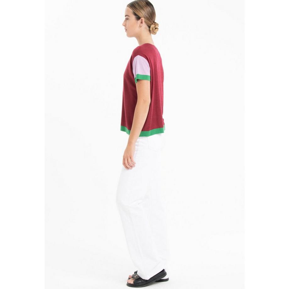 Studio Cashmere8 KELLY 7 Tricolore Col Rond Manches Courtes T-Shirt  